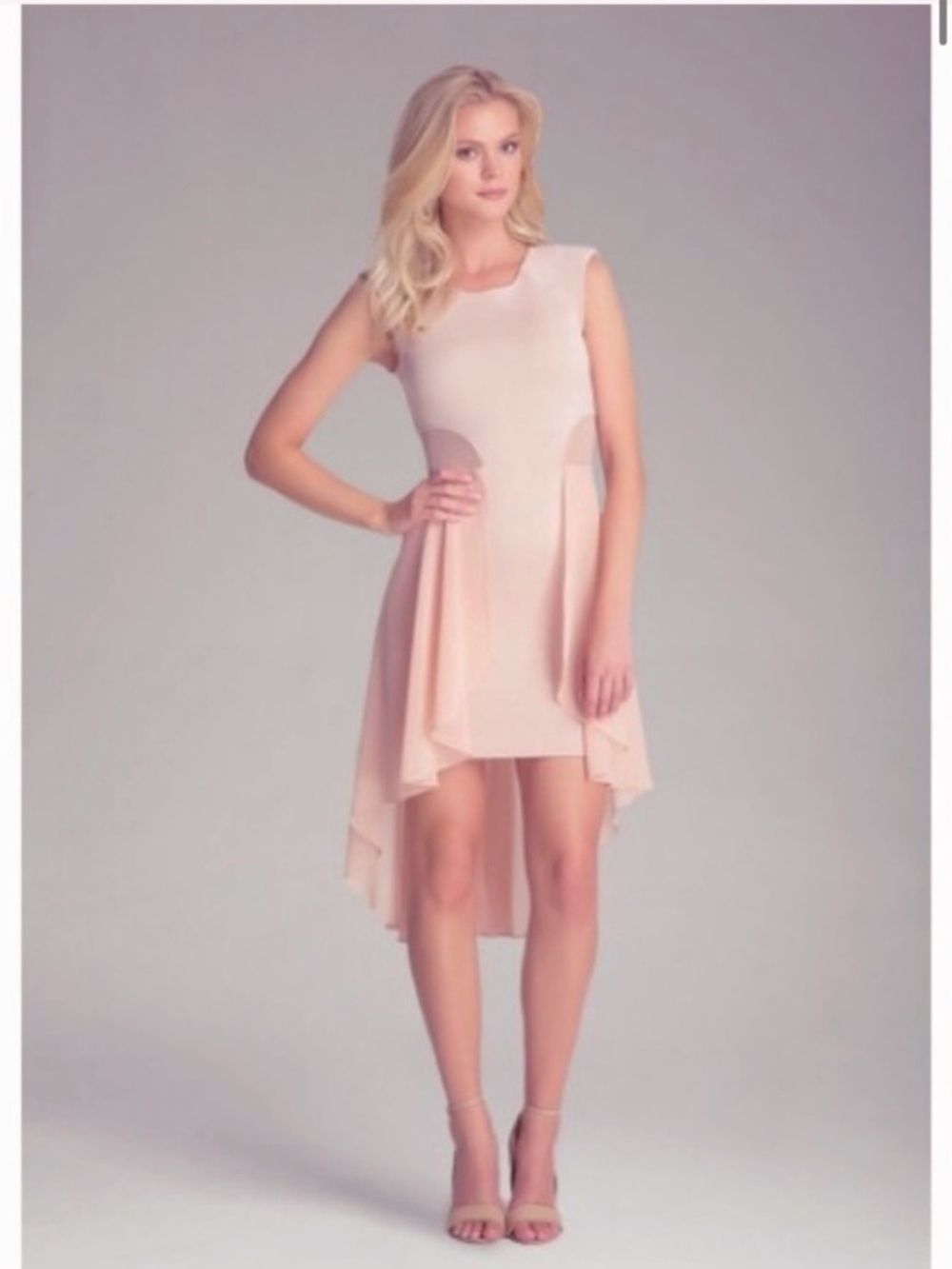 bebe Blush Pink High-Low Cocktail Dress
